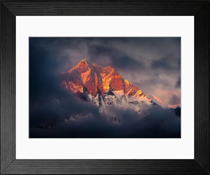 Framed Print : Mt Lhotse (8, 516m) and Lhotse Shar (8, 383m) at sunset, Tengboche, Solukhumbu, Nepal