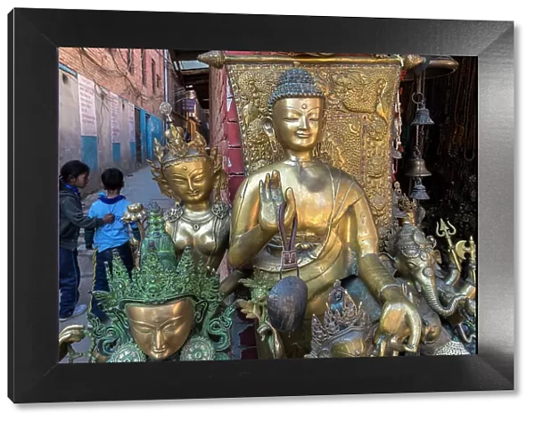Statue for sale at shop in Bhaktapur, Kathmandu Valley, Nepal