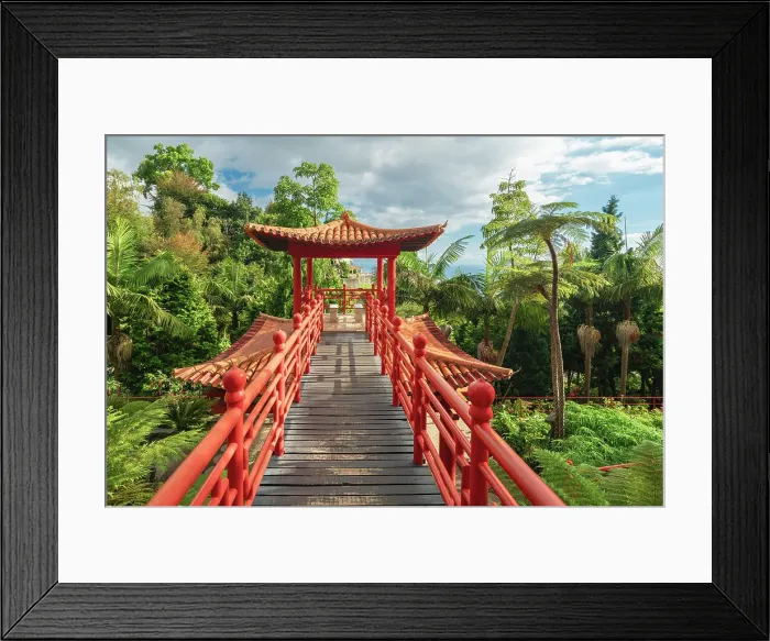Framed Print : Footpath leading to red torii gate at Oriental Gardens in Monte Palace Tropical Garden, Funchal, Madeira, Portugal Framed Print : Footpath leading to red torii gate at Oriental Gardens in Monte Palace Tropical Garden, Funchal, Madeira, Portugal
