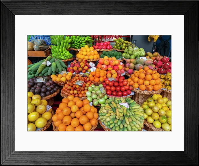 Framed Print : Fresh fruit on display at Farmers Market (Mercado dos Lavradores), Funchal, Madeira, Portugal Framed Print : Fresh fruit on display at Farmers Market (Mercado dos Lavradores), Funchal, Madeira, Portugal