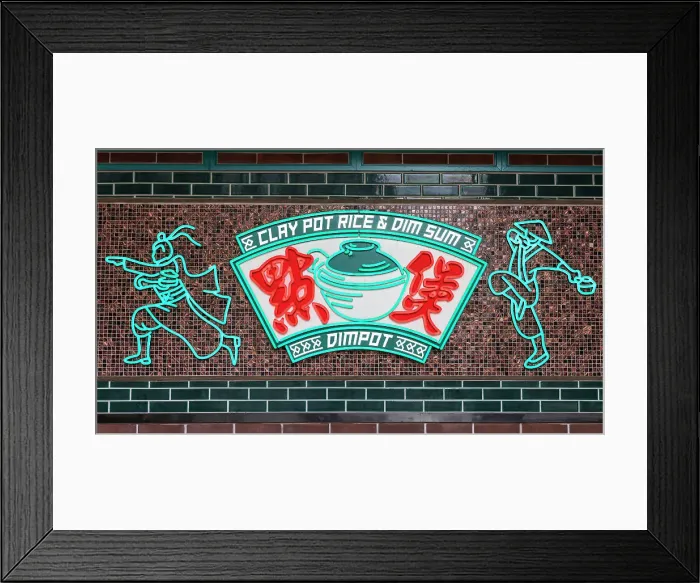 Framed Print : Neon sign of dim sum restaurant, Taikoo, Hong Kong Island, Hong Kong