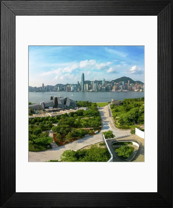 Framed Print : West Kowloon Cultural District and skyline of Hong Kong Island, Kowloon, Hong Kong