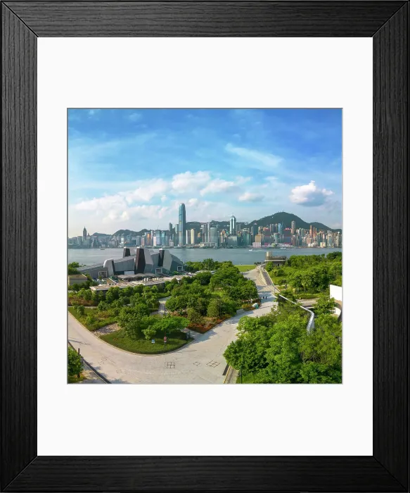 Framed Print : West Kowloon Cultural District and skyline of Hong Kong Island, Kowloon, Hong Kong Framed Print : West Kowloon Cultural District and skyline of Hong Kong Island, Kowloon, Hong Kong
