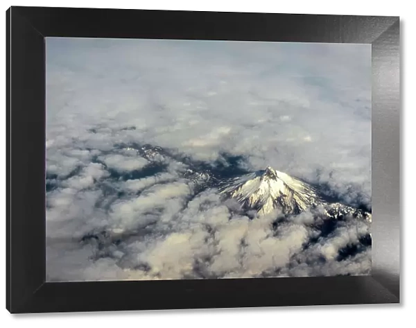 Aerial of snow-covered mountain, Chile