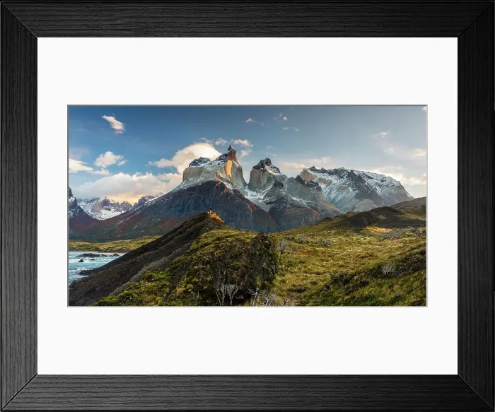 Framed Print : Trekker and Cuernos del Paine, Torres del Paine National Park, Patagonia, Chile Framed Print : Trekker and Cuernos del Paine, Torres del Paine National Park, Patagonia, Chile