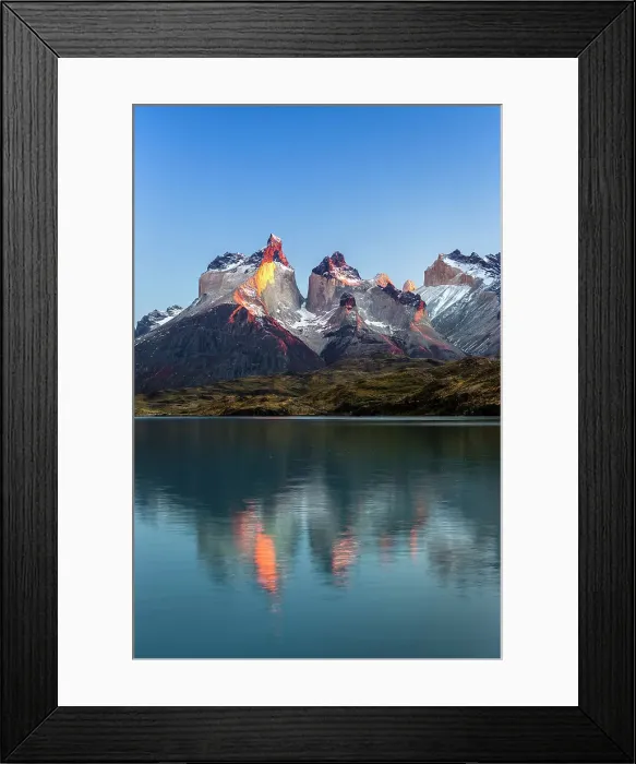 Framed Print : Cuernos del Paine and Lake Pehoe at sunrise, Torres del Paine National Park, Patagonia, Chile Framed Print : Cuernos del Paine and Lake Pehoe at sunrise, Torres del Paine National Park, Patagonia, Chile
