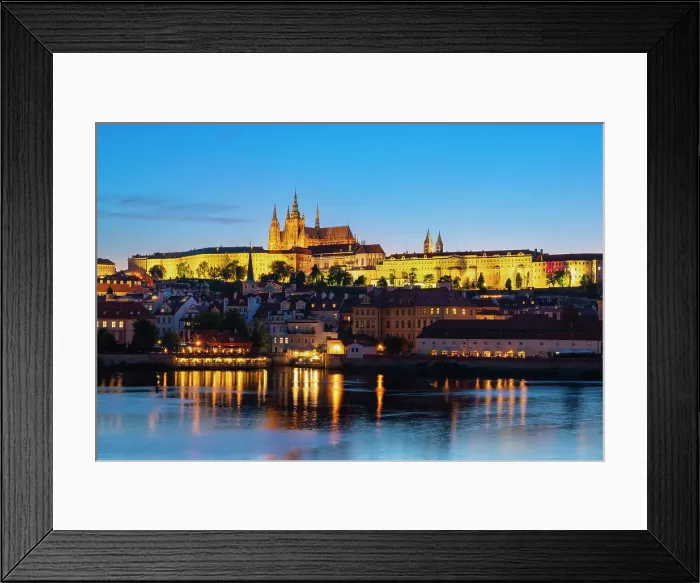 Framed Print : Illuminated Prague Castle against clear sky at night, Prague, Bohemia, Czech Republic Framed Print : Illuminated Prague Castle against clear sky at night, Prague, Bohemia, Czech Republic