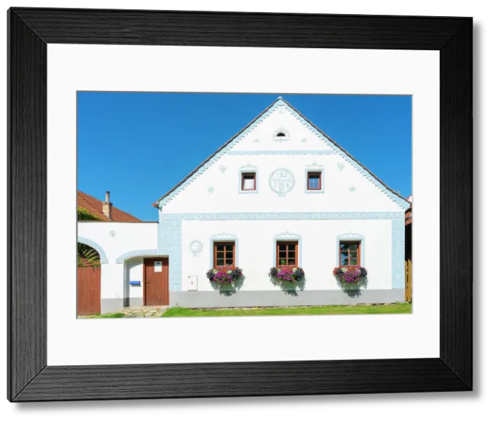 Framed Print : Historical house at Holasovice Historal Village Reservation. They represent rural baroque style, UNESCO, Holasovice, South Bohemian Region, Czech Republic