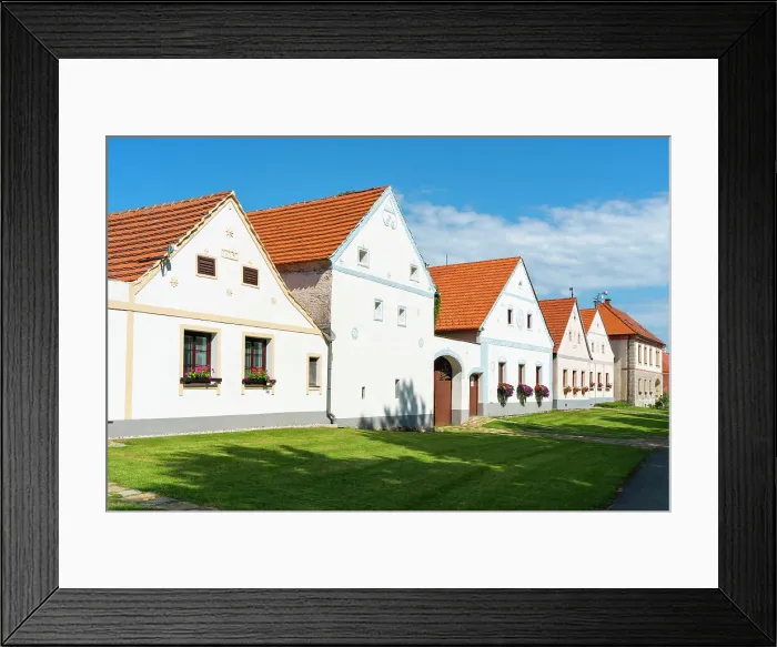 Framed Print : Historical houses at Holasovice Historal Village Reservation. They represent rural baroque style, UNESCO, Holasovice, South Bohemian Region, Czech Republic Framed Print : Historical houses at Holasovice Historal Village Reservation. They represent rural baroque style, UNESCO, Holasovice, South Bohemian Region, Czech Republic