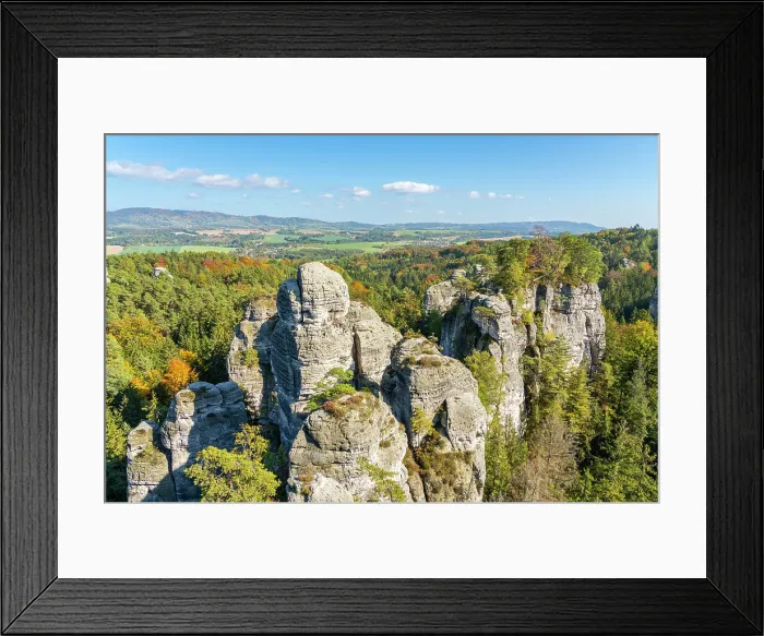 Framed Print : Sandstone rock formations seen from Vyhlidka u Lvicka (Lion's view) viewpoint, Hruba Skala, Bohemian Paradise Protected Landscape Area, Karlovice, Semily District, Liberec Region, Bohemia, Czech Republic Framed Print : Sandstone rock formations seen from Vyhlidka u Lvicka (Lion's view) viewpoint, Hruba Skala, Bohemian Paradise Protected Landscape Area, Karlovice, Semily District, Liberec Region, Bohemia, Czech Republic