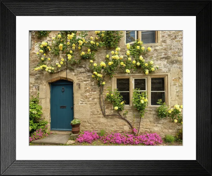 Framed Print : Roses over Cottage Door, Lacock, Wiltshire, England Framed Print : Roses over Cottage Door, Lacock, Wiltshire, England