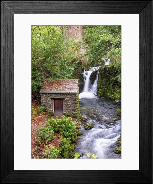 Framed Print : The Grot, or grotto, built in 1668 by Sir Daniel Fleming, Britain earliest known purpose built viewing station, with Rydal Fall in the background, Rydal Hall, Lake District National Park, Cumbria, England Framed Print : The Grot, or grotto, built in 1668 by Sir Daniel Fleming, Britain earliest known purpose built viewing station, with Rydal Fall in the background, Rydal Hall, Lake District National Park, Cumbria, England