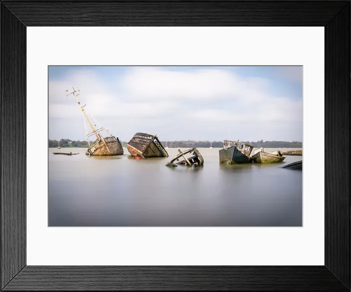 Framed Print : Boat graveyard in Pill Mill, Ipswich, Suffolk, England Framed Print : Boat graveyard in Pill Mill, Ipswich, Suffolk, England