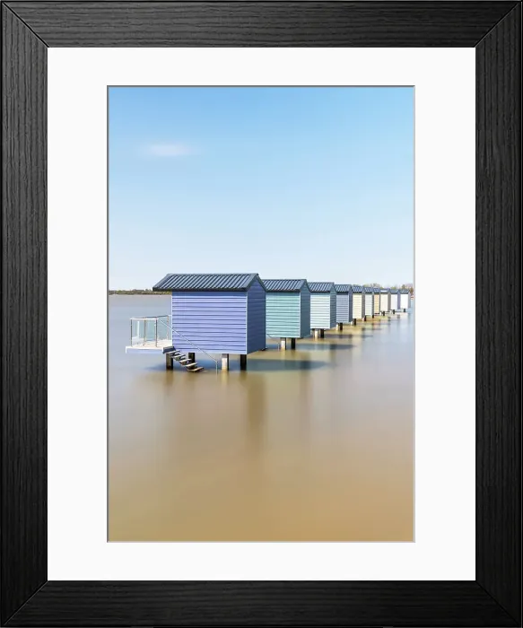 Framed Print : Osea beach huts, Maldon, Essex, England Framed Print : Osea beach huts, Maldon, Essex, England