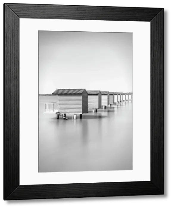 Framed Print : Osea beach huts, Maldon, Essex, England Framed Print : Osea beach huts, Maldon, Essex, England