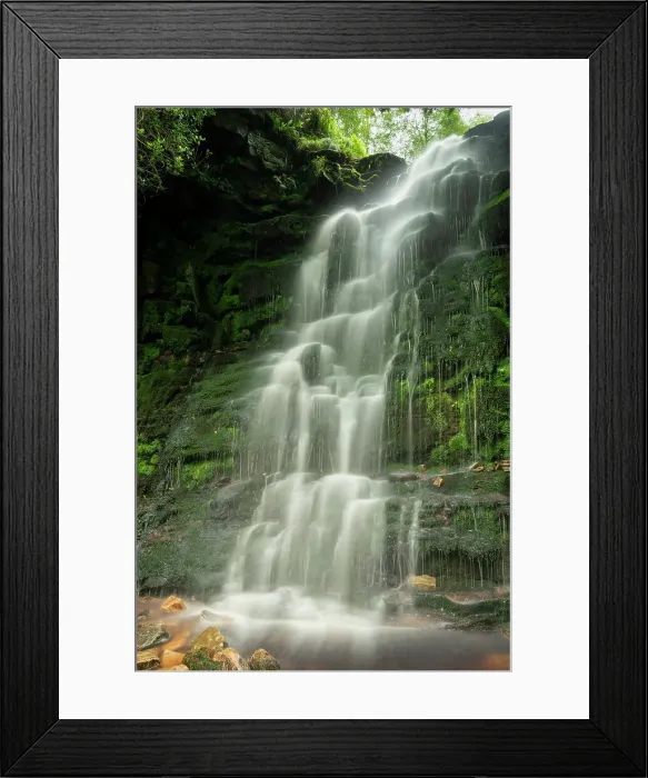 Framed Print : Middle Black Clough Waterfall, Peak District National Park, Derbyshire, England Framed Print : Middle Black Clough Waterfall, Peak District National Park, Derbyshire, England