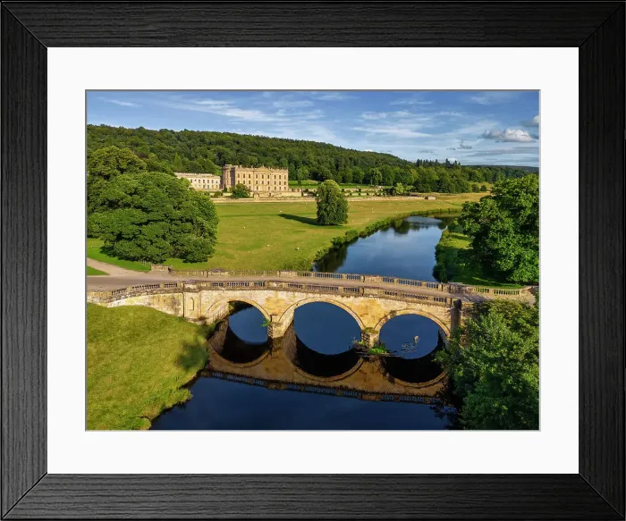 Framed Print : Chatsworth House & Bridge Reflecting in River Derwent, Peak District National Park, Derbyshire, England Framed Print : Chatsworth House & Bridge Reflecting in River Derwent, Peak District National Park, Derbyshire, England
