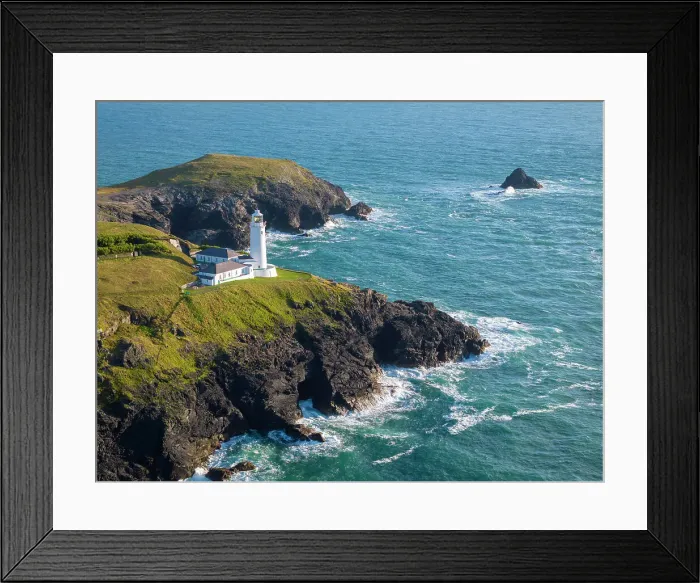 Framed Print : Aerial view of Trevose Head lighthouse in North Cornwall, England. Summer (August) 2023 Framed Print : Aerial view of Trevose Head lighthouse in North Cornwall, England. Summer (August) 2023