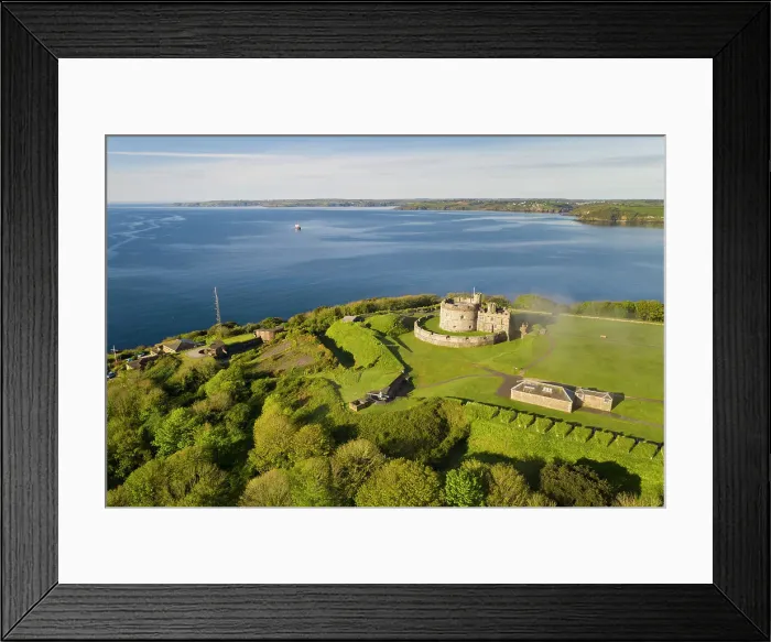 Framed Print : Aerial view of Pendennis Castle on a sunny morning, Falmouth, Cornwall, England. Spring (May) 2023
