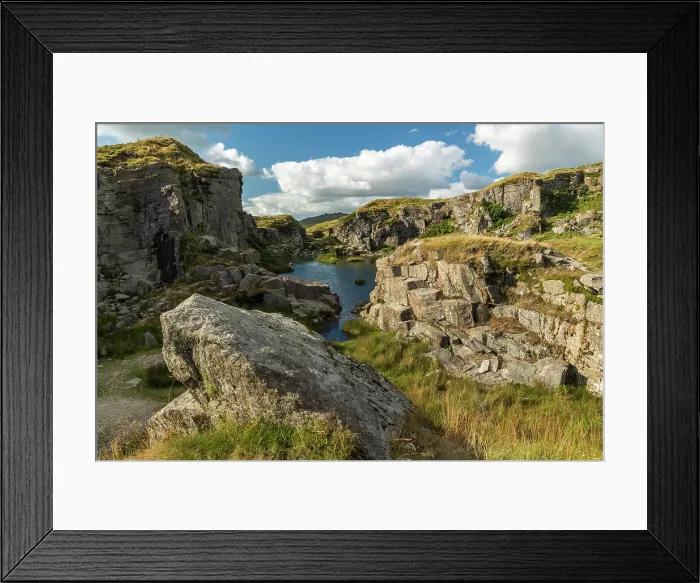 Framed Print : Dramatic scenery at Foggintor Quarry in Dartmoor National Park, Devon, England. Summer (August) 2022 Framed Print : Dramatic scenery at Foggintor Quarry in Dartmoor National Park, Devon, England. Summer (August) 2022