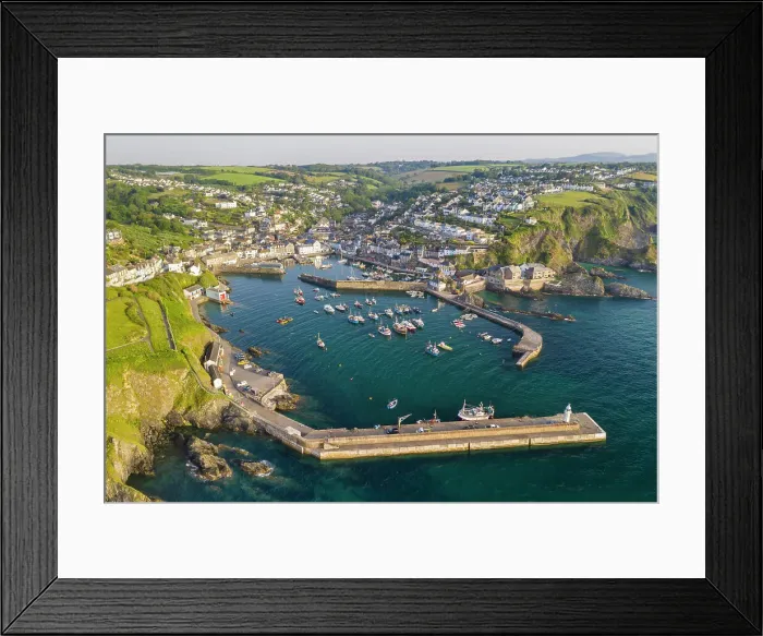 Framed Print : Aerial view of Mevagissey harbour on a sunny summer morning, Cornwall, England. Summer (June) 2022 Framed Print : Aerial view of Mevagissey harbour on a sunny summer morning, Cornwall, England. Summer (June) 2022