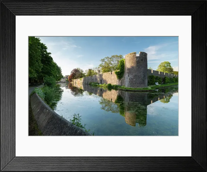 Framed Print : The Bishop's Palace reflected in its moat, Wells, Somerset, England. Spring (May) 2019 Framed Print : The Bishop's Palace reflected in its moat, Wells, Somerset, England. Spring (May) 2019
