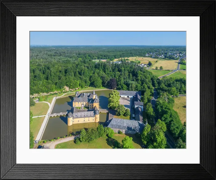 Framed Print : Aerial view at Gudenau castle, Wachtberg, Rhein-Sieg-Kreis, North Rhine-Westphalia, Germany Framed Print : Aerial view at Gudenau castle, Wachtberg, Rhein-Sieg-Kreis, North Rhine-Westphalia, Germany