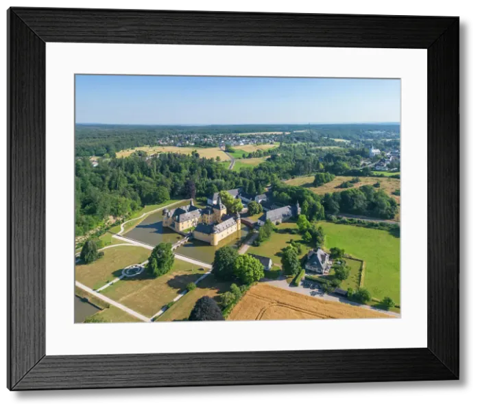 Framed Print : Aerial view at Gudenau castle, Wachtberg, Rhein-Sieg-Kreis, North Rhine-Westphalia, Germany Framed Print : Aerial view at Gudenau castle, Wachtberg, Rhein-Sieg-Kreis, North Rhine-Westphalia, Germany