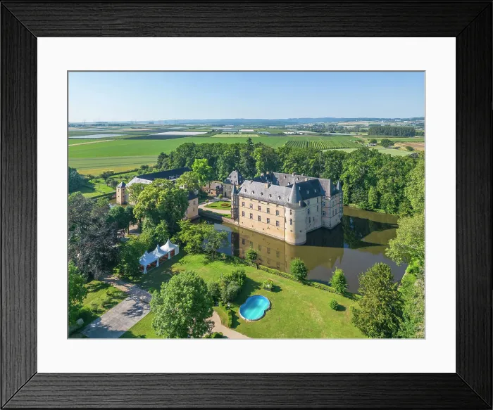 Framed Print : Aerial view at Burg Adendorf, Wachtberg, Rhein-Sieg-Kreis, North Rhine-Westphalia, Germany Framed Print : Aerial view at Burg Adendorf, Wachtberg, Rhein-Sieg-Kreis, North Rhine-Westphalia, Germany