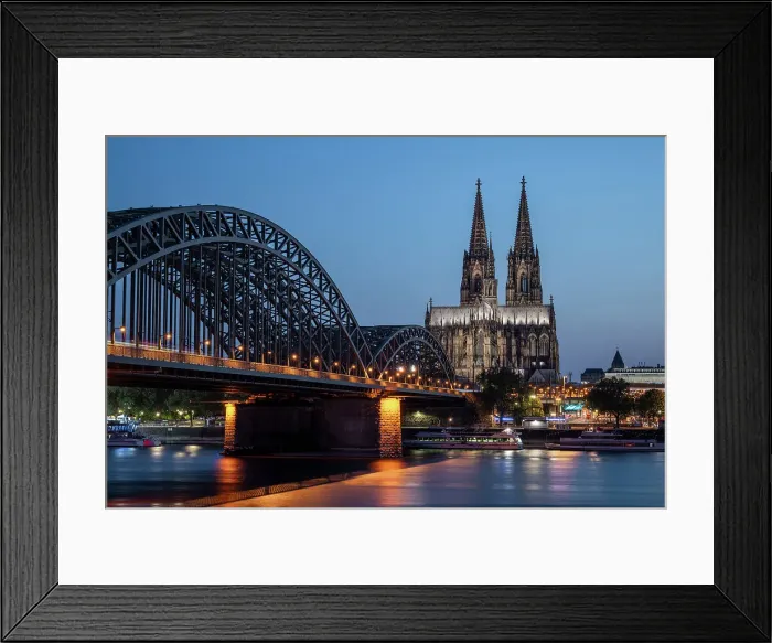 Framed Print : Cologne Cathedral and Hohenzollern Bridge at dusk, Cologne, North Rhine-Westphalia, Germany Framed Print : Cologne Cathedral and Hohenzollern Bridge at dusk, Cologne, North Rhine-Westphalia, Germany