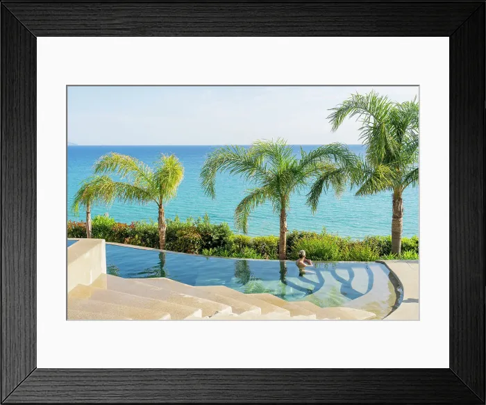 Framed Print : A woman at FZeen Boutique Hotel, Lourdas, Kefalonia, Ionian Islands, Greek Islands, Greece. MR