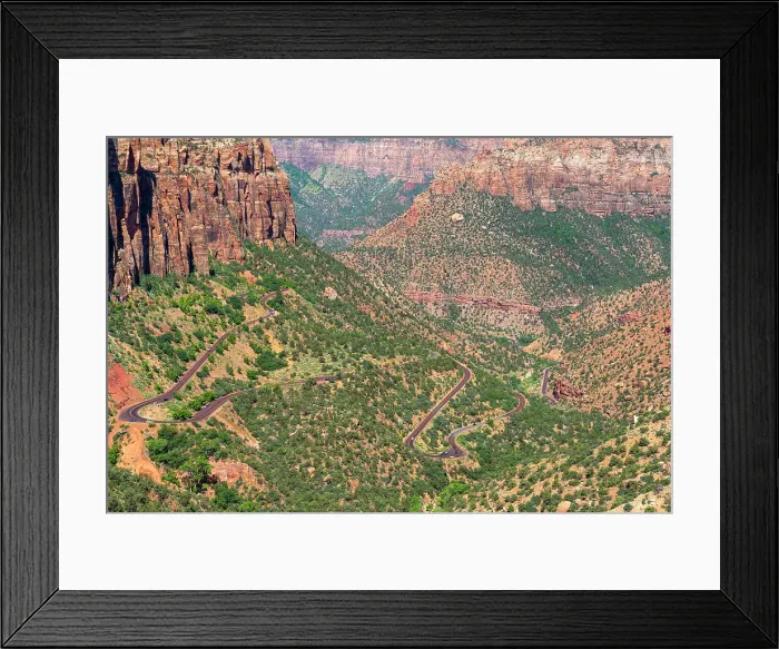 Framed Print : Scenic road as seen from Zion Canyon Overlook, Zion National Park, Washington County, Utah, USA Framed Print : Scenic road as seen from Zion Canyon Overlook, Zion National Park, Washington County, Utah, USA