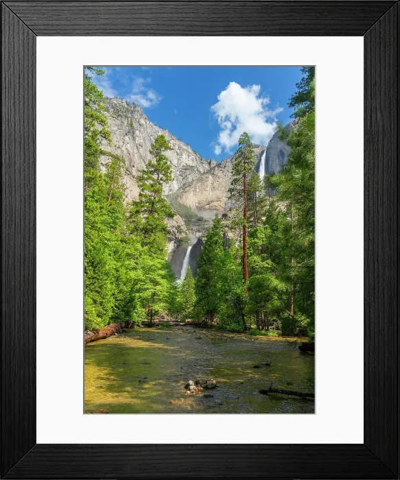 Framed Print : Upper and Lower Yosemite Falls seen from forest, Yosemite National Park, UNESCO, Sierra Nevada, California, USA Framed Print : Upper and Lower Yosemite Falls seen from forest, Yosemite National Park, UNESCO, Sierra Nevada, California, USA
