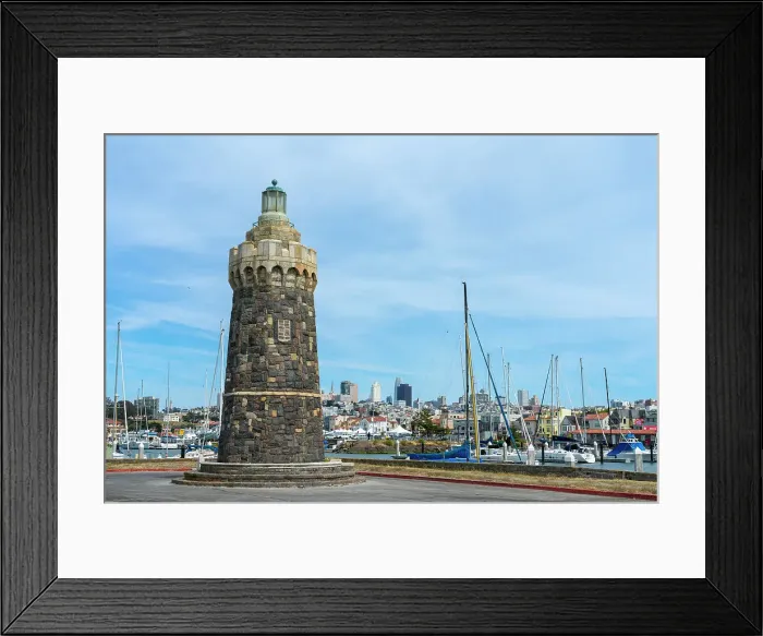 Framed Print : Lighthouse at Marina Green, San Francisco, San Francisco Peninsula, San Francisco Bay Area, California, USA