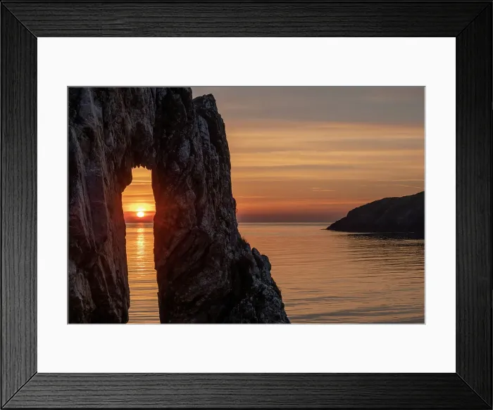 Framed Print : Sunrise through a rock arch at the Victorian brickworks site at Porth Wen, Anglesey, Wales, UK. Spring (May) 2019 Framed Print : Sunrise through a rock arch at the Victorian brickworks site at Porth Wen, Anglesey, Wales, UK. Spring (May) 2019