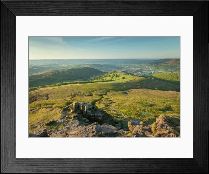 Framed Print : View from the summit of Sugar Loaf mountain in Bannau Brycheiniog, formerly known as the Brecon Beacons, Abergavenny, Powys, Wales, UK. Spring (May) 2019 Framed Print : View from the summit of Sugar Loaf mountain in Bannau Brycheiniog, formerly known as the Brecon Beacons, Abergavenny, Powys, Wales, UK. Spring (May) 2019