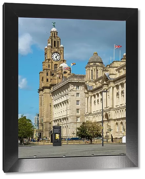 Royal Liver Building, Cunard Building and Port of Liverpool Building, Liverpool, Merseyside, England, UK