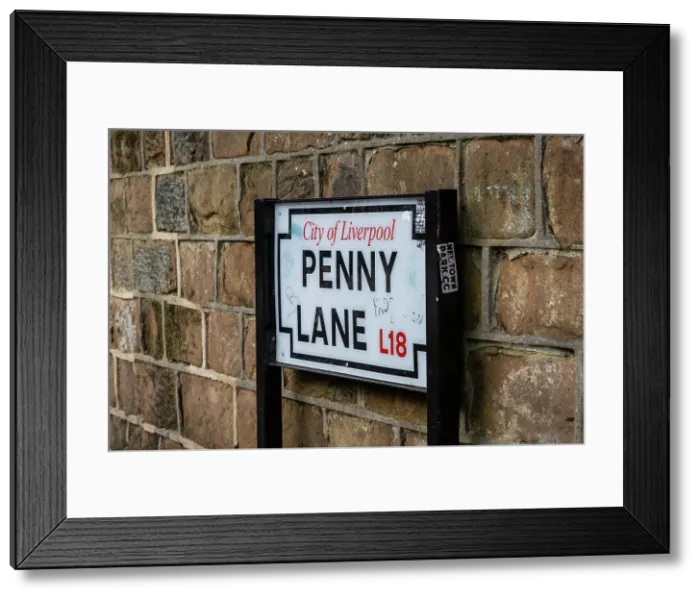 Framed Print : Penny Lane (made famous by the Beatles), Liverpool, Merseyside, England, UK
