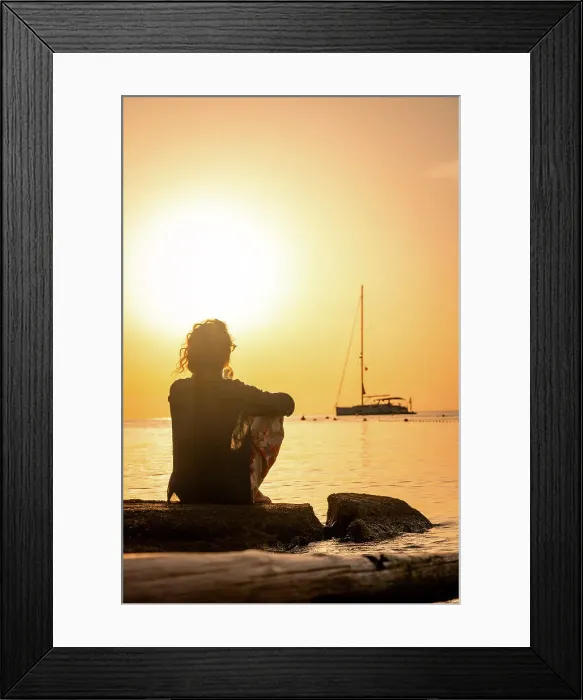 Framed Print : Man watching the sunset, Ibiza, Spain Framed Print : Man watching the sunset, Ibiza, Spain