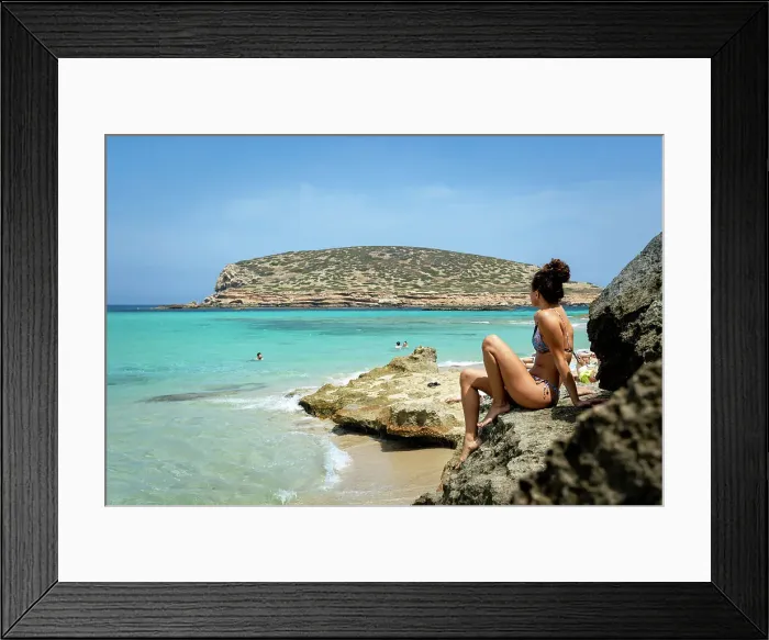 Framed Print : Woman at the Beach, Ibiza Island, Spain Framed Print : Woman at the Beach, Ibiza Island, Spain