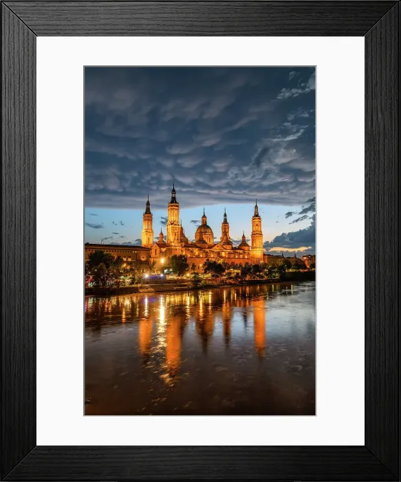 Framed Print : Mammatus Clouds over Cathedral-Basilica of Our Lady of the Pillar Reflecting in the Ebro River, Zaragoza, Aragon, Spain Framed Print : Mammatus Clouds over Cathedral-Basilica of Our Lady of the Pillar Reflecting in the Ebro River, Zaragoza, Aragon, Spain