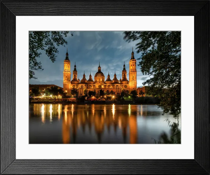 Framed Print : Cathedral-Basilica of Our Lady of the Pillar Reflecting in the Ebro River, Zaragoza, Aragon, Spain Framed Print : Cathedral-Basilica of Our Lady of the Pillar Reflecting in the Ebro River, Zaragoza, Aragon, Spain