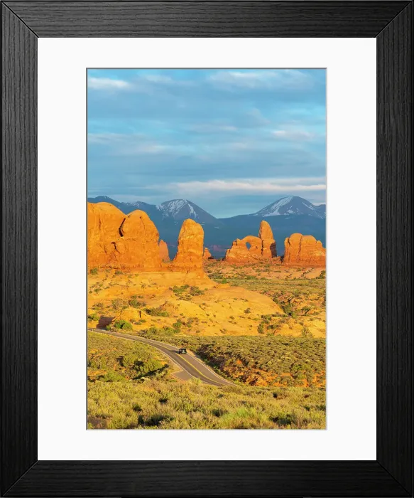 Framed Print : Rock formations at Turret Arch against La Sal Mountains, Arches National Park, Grand County, Utah, USA Framed Print : Rock formations at Turret Arch against La Sal Mountains, Arches National Park, Grand County, Utah, USA