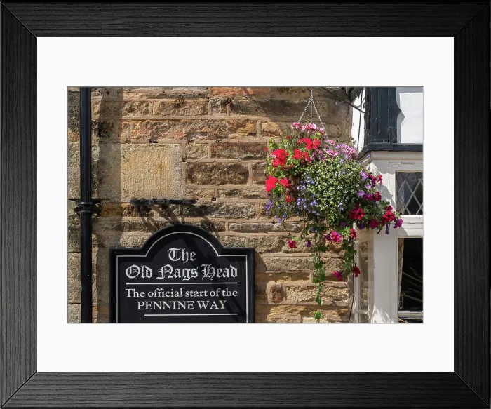 Framed Print : UK, England, Derbyshire, Peak District National Park, High Peak, Vale of Edale, Edale, The Old Nags Head Pub, official start to the Pennine Way Framed Print : UK, England, Derbyshire, Peak District National Park, High Peak, Vale of Edale, Edale, The Old Nags Head Pub, official start to the Pennine Way