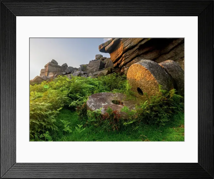 Framed Print : UK, England, Derbyshire, Peak District National Park, High Peak, Stanage Edge, discarded Millstones Framed Print : UK, England, Derbyshire, Peak District National Park, High Peak, Stanage Edge, discarded Millstones