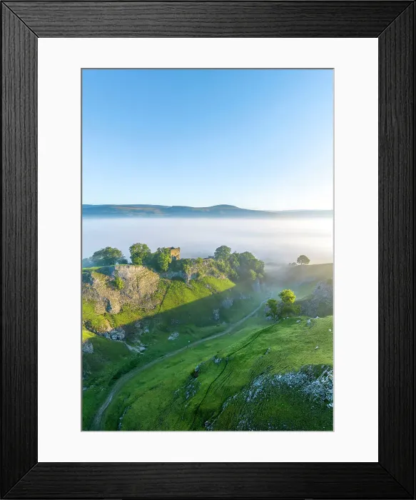 Framed Print : UK, England, Derbyshire, Peak District National Park, High Peak, Castleton, Cave Dale, Peveril Castle Framed Print : UK, England, Derbyshire, Peak District National Park, High Peak, Castleton, Cave Dale, Peveril Castle
