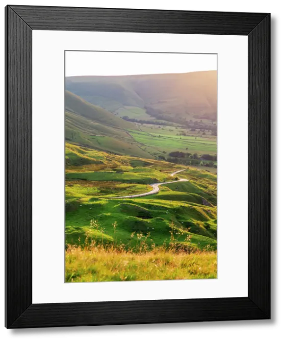 Framed Print : UK, England, Derbyshire, Peak District National Park, High Peak, Vale of Edale, Winding road from Mam Tor Framed Print : UK, England, Derbyshire, Peak District National Park, High Peak, Vale of Edale, Winding road from Mam Tor