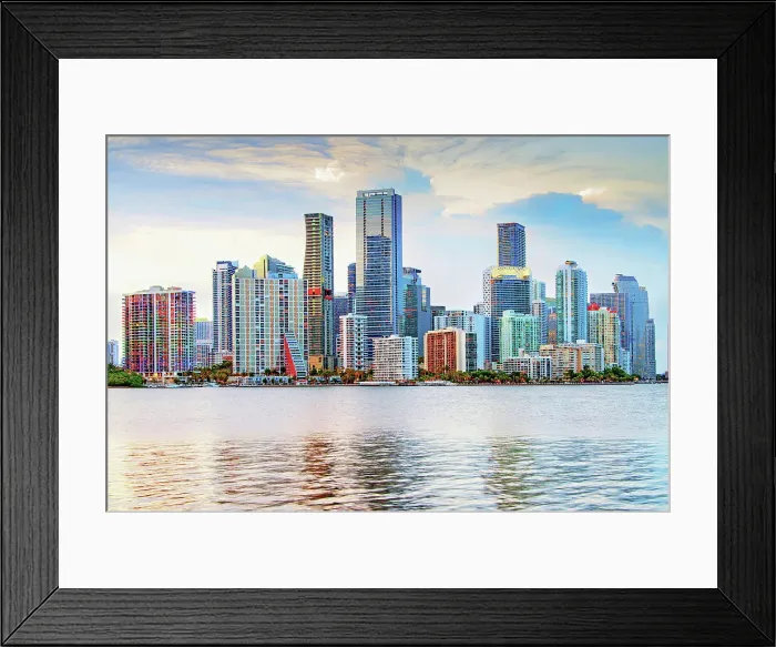 Framed Print : USA, Miami, Florida, Downtown Skyline, Biscayne Bay Framed Print : USA, Miami, Florida, Downtown Skyline, Biscayne Bay