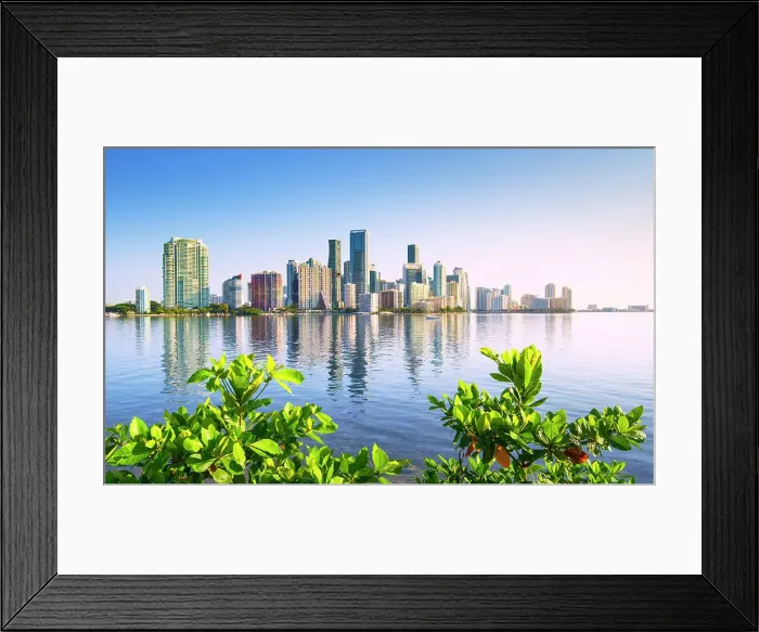 Framed Print : USA, Miami, Florida, Downtown Skyline, Biscayne Bay, Morning Framed Print : USA, Miami, Florida, Downtown Skyline, Biscayne Bay, Morning