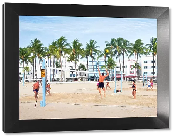 USA, Miami Beach, Florida, South Beach, Soccer, Ocean Drive, Art Deco Hotels, Palm Trees